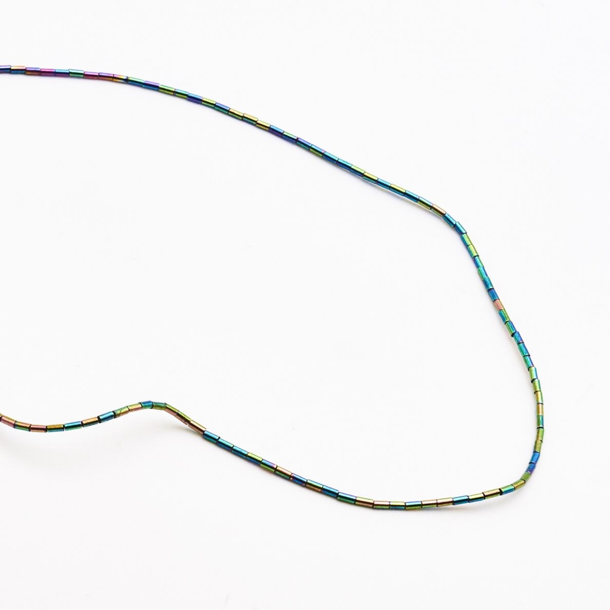 Hematite, Reconstituted, Tube Bead, Rainbow, 39-40 cm/strand, 1x2 mm