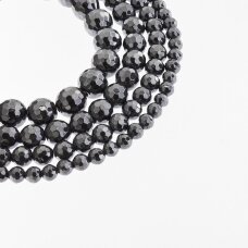 Hematite, Reconstituted, 96-Faceted Round Bead, Black, 39-40 cm/strand, 6 mm