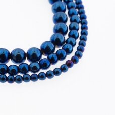 Hematite, Reconstituted, Round Bead, Blue, 39-40 cm/strand, 1.5 mm