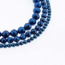 Hematite, Reconstituted, Faceted Round Bead, Blue, 39-40 cm/strand, 2 mm