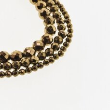 Hematite, Reconstituted, Faceted Round Bead, Brown, 39-40 cm/strand, 2 mm