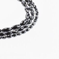 Hematite, Reconstituted, Faceted Oval Bead, Black, 39-40 cm/strand, 3x5 mm