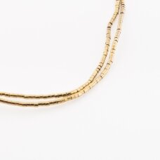 Hematitas, regeneruotas, cilindro forma, chaki aukso spalva, 39-40 cm/gija, 1x1 mm Hematitas, regeneruotas, cilindro forma, chaki aukso spalva, 39-40 cm/gija, 1x1 mm