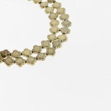 Hematite, Reconstituted, Four-leaf Clover Bead, Khaki Gold, 39-40 cm/strand, 8x8 mm