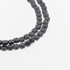 Hematite, Reconstituted, Four-leaf Clover Cross Bead, Black, 39-40 cm/strand, 8x8 mm