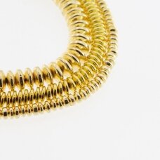 Hematite, Reconstituted, Electroplated, Abacus Rondelle Bead, Yellow Gold, 39-40 cm/strand, 3x2 mm