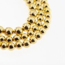 Hematite, Reconstituted, Electroplated, Round Bead, Light Gold, 39-40 cm/strand, 1.5 mm
