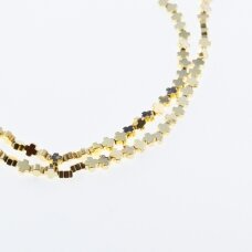 Hematite, Reconstituted, Electroplated, Cross Bead, Light Gold, 39-40 cm/strand, 4x4, 6x6, 6x8, 8x8, 8x10 mm