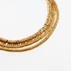 Hematyt, odzyskany, galwanizowany, kształt wygiętego rondelle koła, złoty kolor, 39-40 cm/sznur, 4x1, 6x1 mm Hematyt, odzyskany, galwanizowany, kształt wygiętego rondelle koła, złoty kolor, 39-40 cm/sznur, 4x1, 6x1 mm