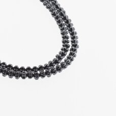 Hematite, Reconstituted, Lantern Flower Rondelle Bead, Black, 39-40 cm/strand, 4x3 mm