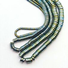 Hematyt, odzyskany, kształt rondelle heishi, zielony kolor, 39-40 cm/sznur, 2x1 mm Hematyt, odzyskany, kształt rondelle heishi, zielony kolor, 39-40 cm/sznur, 2x1 mm