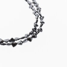 Hematite, Reconstituted, Horizontally-drilled Puffed Heart Bead, Black, 39-40 cm/strand, 6 mm