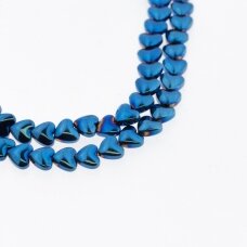 Hematite, Reconstituted, Puffed Heart Bead, Blue, 39-40 cm/strand, 6 mm
