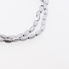 Hematyt, odzyskany, wyrzeźbiony kształt liścia, niklu kolor, 39-40 cm/sznur, 4x8 mm Hematyt, odzyskany, wyrzeźbiony kształt liścia, niklu kolor, 39-40 cm/sznur, 4x8 mm