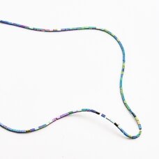 Hematyt, odzyskany, kształt rurki kwadratowej, wielokolorowy, 39-40 cm/sznur, 1x3 mm