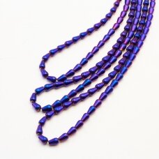 Hematyt, odzyskany, kształt kropli, liliowy kolor, 39-40 cm/sznur, 5x8 mm