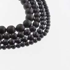 Hematite, Reconstituted, Matte 96-Faceted Round Bead, Black, 39-40 cm/strand, 6 mm