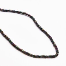 Hematyt, odzyskany, matowy, kształt rondelle, wielokolorowy, 39-40 cm/sznur, 3x2 mm Hematyt, odzyskany, matowy, kształt rondelle, wielokolorowy, 39-40 cm/sznur, 3x2 mm