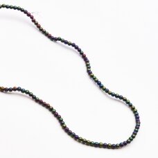 Hematyt, odzyskany, matowy, kształt okrągły, wielokolorowy, 39-40 cm/sznur, 1.5 mm