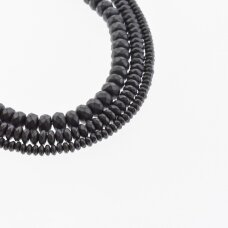 Hematite, Reconstituted, Matte Faceted Abacus Rondelle Bead, Black, 39-40 cm/strand, 3x2 mm