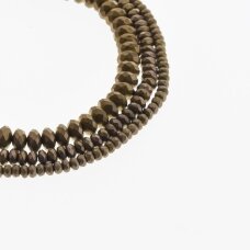 Hematite, Reconstituted, Matte Faceted Abacus Rondelle Bead, Brown, 39-40 cm/strand, 3x2 mm