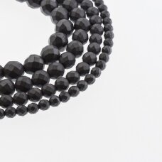 Hematite, Reconstituted, Matte Faceted Round Bead, Black, 39-40 cm/strand, 2 mm