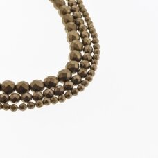 Hematite, Reconstituted, Matte Faceted Round Bead, Brown, 39-40 cm/strand, 2 mm