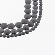 Hematite, Reconstituted, Matte Faceted Puffed Disc Bead, Black, 39-40 cm/strand, 4 mm