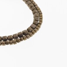 Hematite, Reconstituted, Matte Faceted Cube Bead, Brown, 39-40 cm/strand, 2 mm