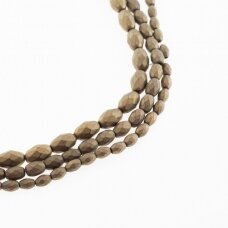 Hematite, Reconstituted, Matte Faceted Oval Bead, Khaki Gold, 39-40 cm/strand, 3x5, 4x6, 5x8, 6x9, 6x12 mm