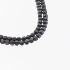 Hematite, Reconstituted, Matte Faceted Roller Bead, Black, 39-40 cm/strand, 2 mm