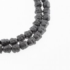 Hematite, Reconstituted, Matte Budda Head Bead, Black, 39-40 cm/strand, 8 mm