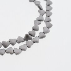 Hematite, Reconstituted, Matte Horizontally-drilled Puffed Heart Bead, Black, 39-40 cm/strand, 6 mm