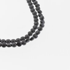 Hematite, Reconstituted, Matte Puffed Disc Bead, Black, 39-40 cm/strand, 4 mm