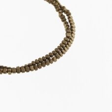 Hematite, Reconstituted, Matte Puffed Triangle Rondelle Bead, Brown, 39-40 cm/strand, 3x2 mm