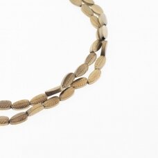 Hematyt, odzyskany, matowy, wyrzeźbiony kształt liścia, złoto khaki kolor, 39-40 cm/sznur, 4x8 mm Hematyt, odzyskany, matowy, wyrzeźbiony kształt liścia, złoto khaki kolor, 39-40 cm/sznur, 4x8 mm