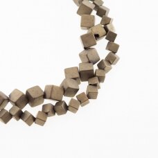Hematite, Reconstituted, Matte Diagonally-drilled Cube Bead, Khaki Gold, 39-40 cm/strand, 4, 6, 8 mm