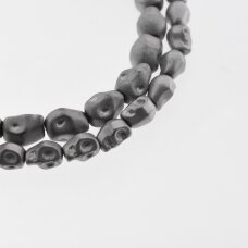 Hematite, Reconstituted, Matte Scull Bead, Nickel Grey, 39-40 cm/strand, 4x6 mm