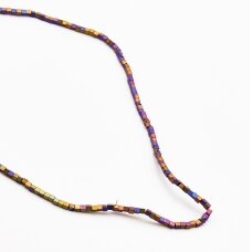 Hematyt, odzyskany, matowy, kształt sześcianu, wielokolorowy, 39-40 cm/sznur, 1 mm