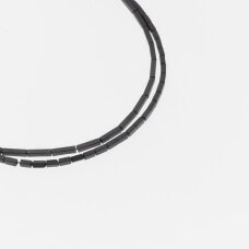 Hematite, Reconstituted, Matte Square Tube Bead, Black, 39-40 cm/strand, 1x3 mm