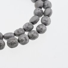Hematite, Reconstituted, Matte Lion Head Bead, Black, 39-40 cm/strand, 8x10 mm