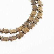 Hematyt, odzyskany, matowy, kształt sowy, złoto khaki kolor, 39-40 cm/sznur, 8x10 mm Hematyt, odzyskany, matowy, kształt sowy, złoto khaki kolor, 39-40 cm/sznur, 8x10 mm
