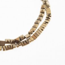 Hematyt, odzyskany, matowy, kształt ostrosłupa, dwie dziurki, złoto khaki kolor, 39-40 cm/sznur, 6x3, 6x6 mm Hematyt, odzyskany, matowy, kształt ostrosłupa, dwie dziurki, złoto khaki kolor, 39-40 cm/sznur, 6x3, 6x6 mm