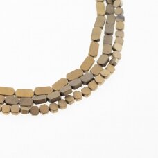Hematyt, odzyskany, matowy, płaski kształt sześciokątny, złoto khaki kolor, 39-40 cm/sznur, 3x5, 4x4, 4x6, 4x8 mm Hematyt, odzyskany, matowy, płaski kształt sześciokątny, złoto khaki kolor, 39-40 cm/sznur, 3x5, 4x4, 4x6, 4x8 mm
