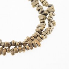 Hematite, Reconstituted, Matte Chip Bead, Khaki Gold, 39-40 cm/strand, about 5-8, 8-12 mm