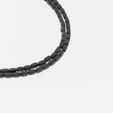 Hematite, Reconstituted, Matte Rounded Square Tube Bead, Black, 39-40 cm/strand, 2x4 mm