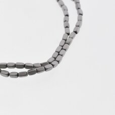 Hematite, Reconstituted, Matte Rounded Square Tube Bead, Nickel Grey, 39-40 cm/strand, 2x4 mm
