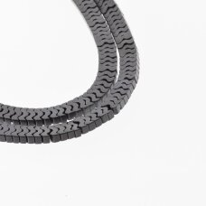 Hematite, Reconstituted, Matte Flat "W" Bead, Black, 39-40 cm/strand, 7x1 mm Hematite, Reconstituted, Matte Flat "W" Bead, Black, 39-40 cm/strand, 7x1 mm