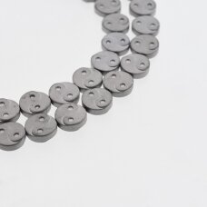 Hematite, Reconstituted, Matte Yin-Yang Symbol Bead, Nickel Grey, 39-40 cm/strand, 10 mm