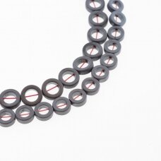 Hematyt, odzyskany, matowy, kształt pierścienia, czarny kolor, 39-40 cm/sznur, 8, 10, 12, 14, 16 mm Hematyt, odzyskany, matowy, kształt pierścienia, czarny kolor, 39-40 cm/sznur, 8, 10, 12, 14, 16 mm
